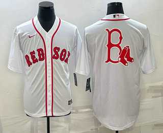 Men's Boston Red Sox Big Logo White Stitched MLB Cool Base Nike Jersey